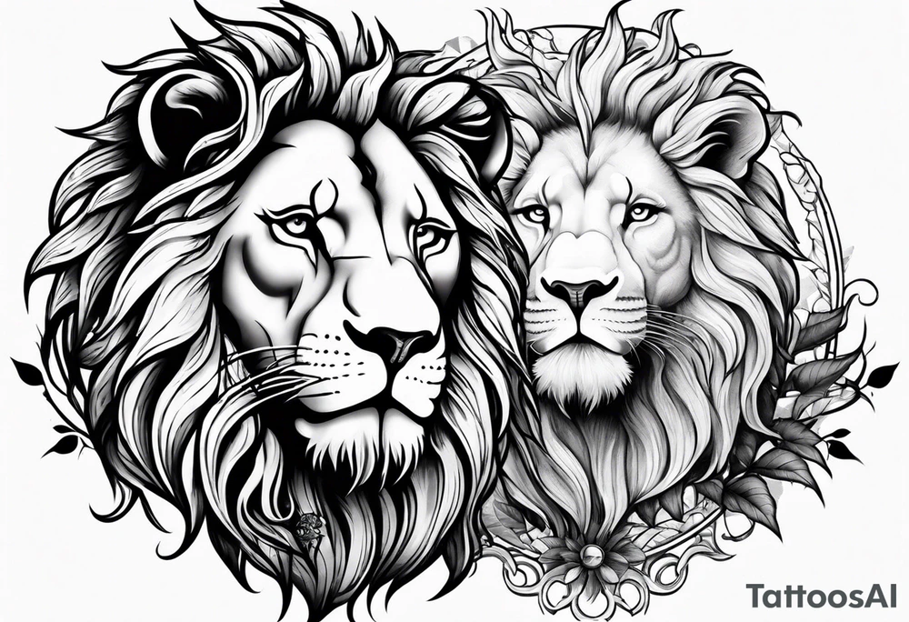 Lion and lamb tattoo with crown of thorns tattoo idea