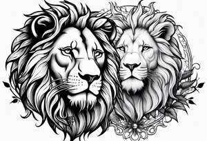 Lion and lamb tattoo with crown of thorns tattoo idea