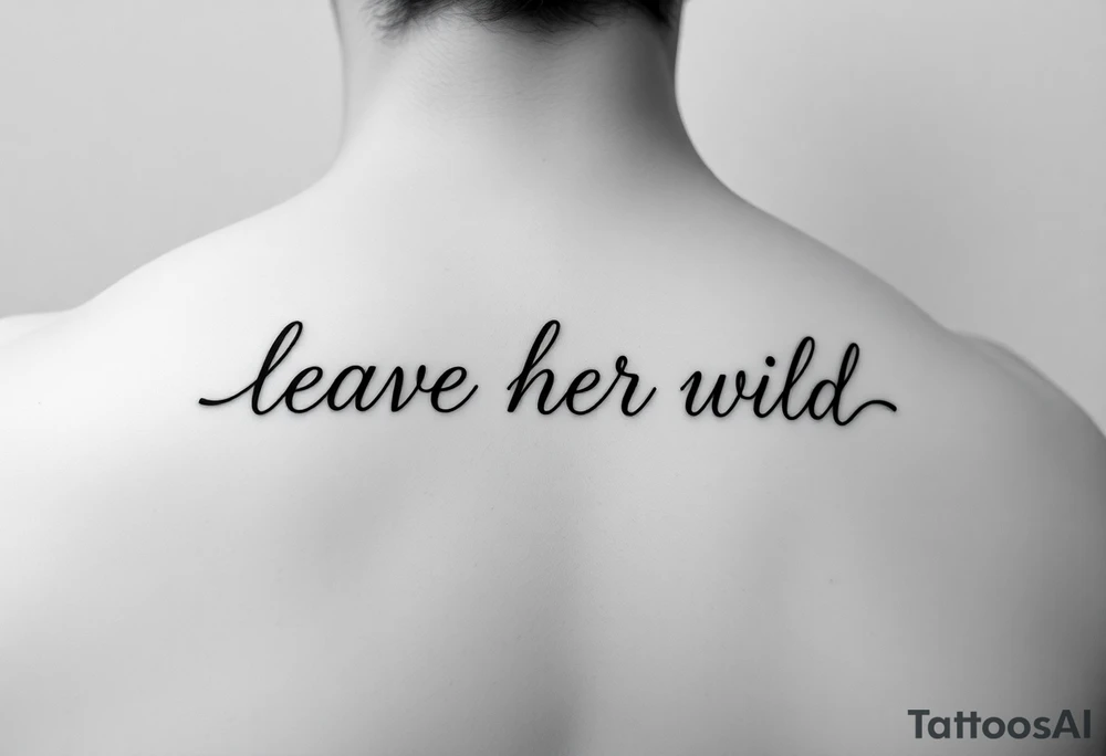 small fine line tattoo of words "leave her wild" all connected tattoo idea