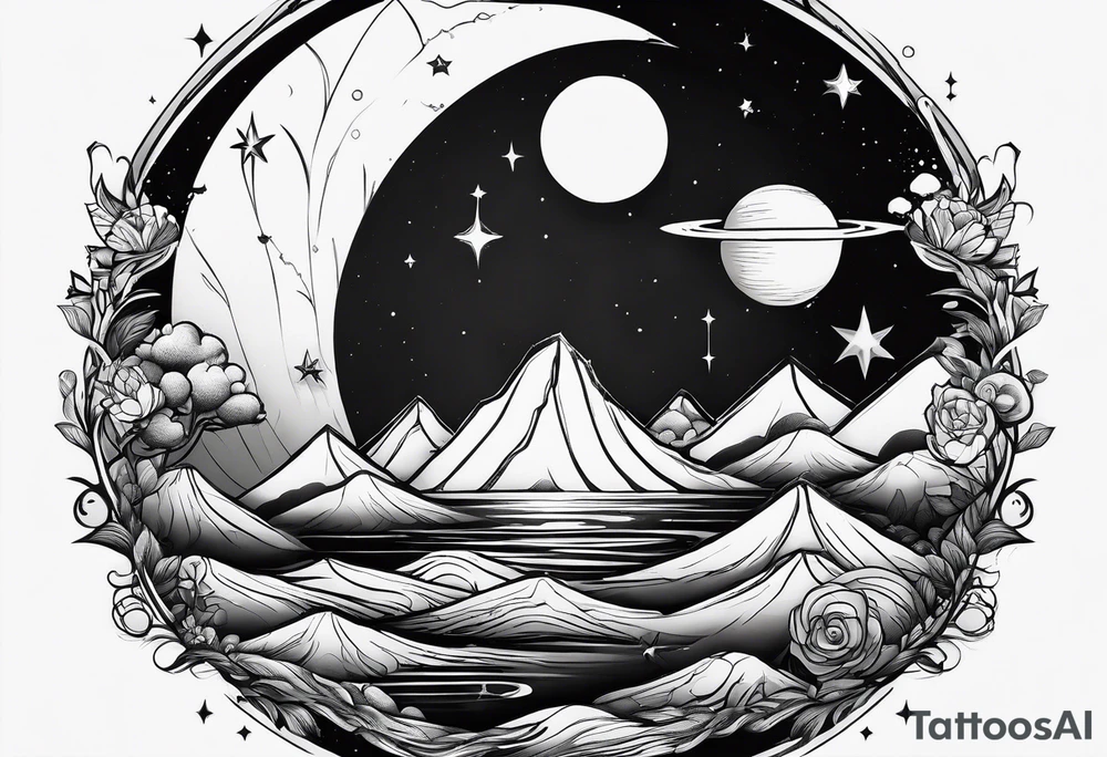 Planet symboling ease of moving from one part to another tattoo idea