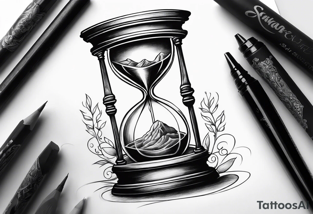 Sagittal brain inside hourglass tattoo idea