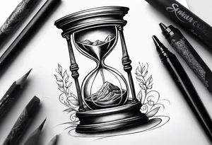 Sagittal brain inside hourglass tattoo idea