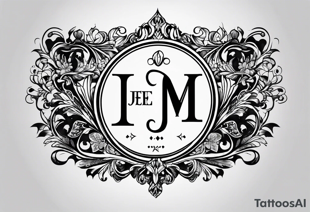 Monogram design that is simple and text only with the letter “JEM” tattoo idea