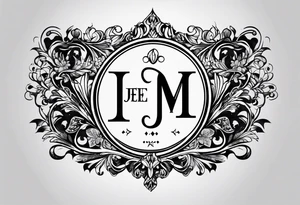 Monogram design that is simple and text only with the letter “JEM” tattoo idea