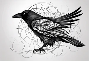 Generate a tattoo of a crow for the forearm tattoo idea