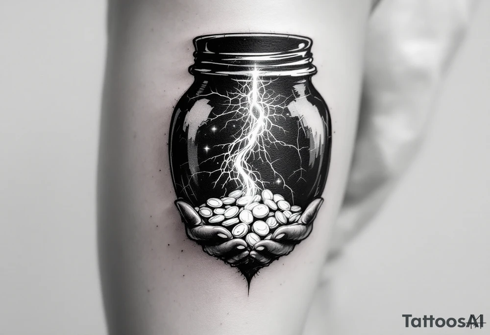 A black and white tattoo that captures both the fragility of the jar and the treasure inside can be incredibly symbolic. Here’s a refined concept that integrates both elements:

Cracked Jar with Glowing Treasure Inside:
- The Jar: The main design can be a clay jar, slightly cracked, representing human fragility.
- The Cracks: From the cracks in the jar, light pours out—symbolizing the divine treasure (God’s power) within. You can emphasize the cracks with golden lines (like kintsugi) to show that even in brokenness, there is beauty.
- The Treasure: Inside the jar, you could depict glowing treasures, such as gold coins, a radiant heart, or even spiritual symbols like a cross, a dove, or a light-filled crown. The treasure doesn’t have to be too literal—just enough to show that what’s inside is precious and divine.

### Additional Elements:
- Hands Holding the Jar: To further emphasize fragility and care, you could add divine or human hands gently holding the jar, symbolizing protection despite its weakness.
- Scriptural Reference: Around or beneath the jar, you could include "2 Corinthians 4:7" in a graceful script to anchor the design in its biblical meaning.
  
This concept unites the theme of human fragility and God's power, using the cracked jar as the vessel that reveals the treasure within. tattoo idea