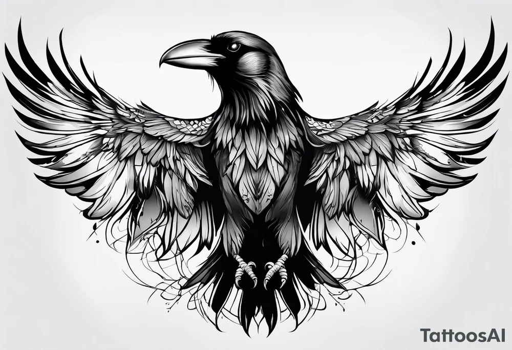 crow with open wings tattoo idea