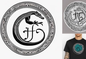 Jamal script circled by goanna tattoo idea