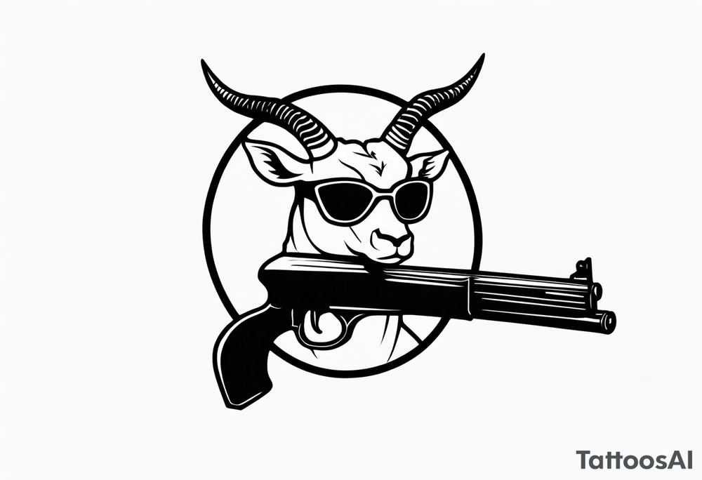 capricorn with sunglasses and shotgun tattoo idea