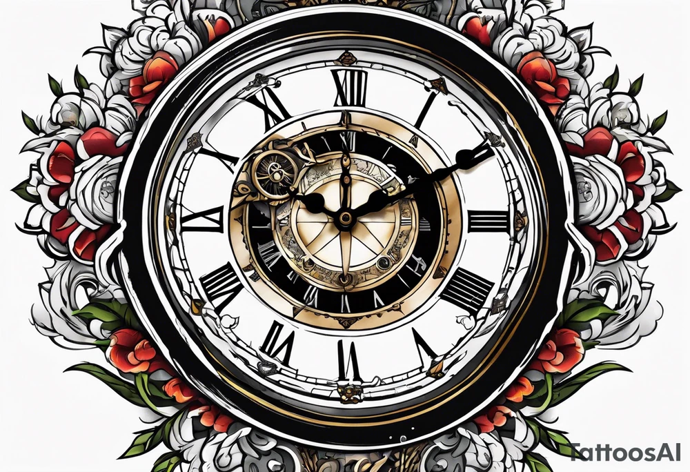 i want a tattoo of a clock with swords tattoo idea
