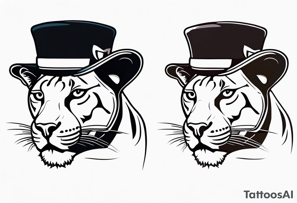Panther with a funny hat tattoo idea