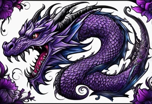 Purple eldritch dragon arm sleeve tattoo idea