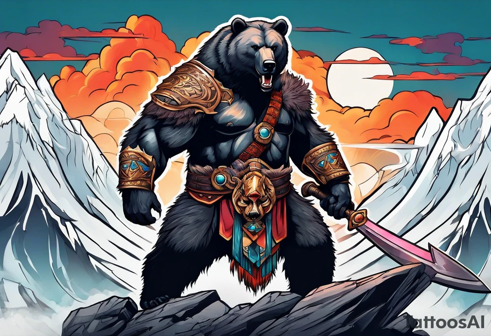 bear and barbarian tattoo idea