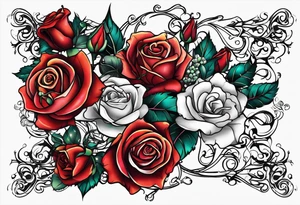 Blend vines roses and lit up digital circuitry for an arm sleeve tattoo idea