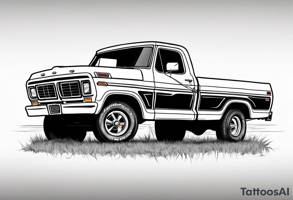 1974 ford f-100 in field tattoo idea