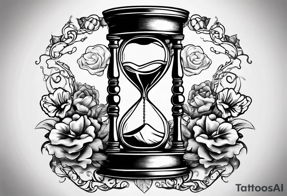 Hour glass with Brain and heart inside tattoo idea