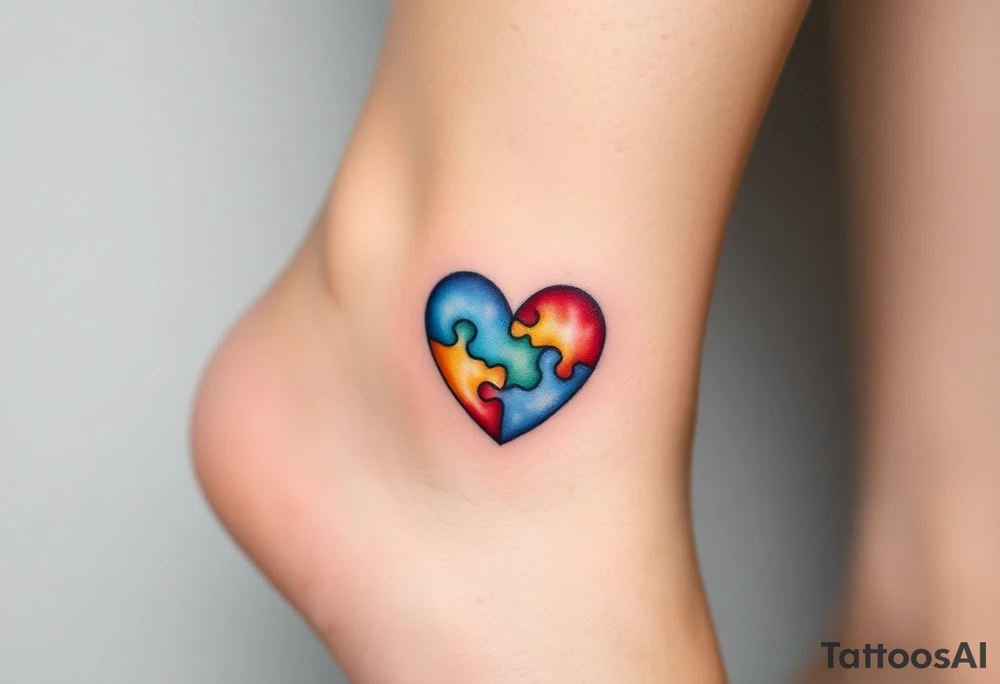 autism heart puzzle shape symbol tattoo idea