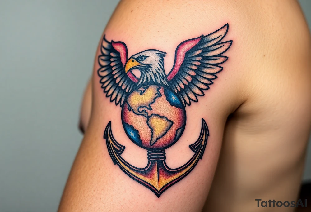 Combat marine veteran eagle globe and anchor tattoo idea