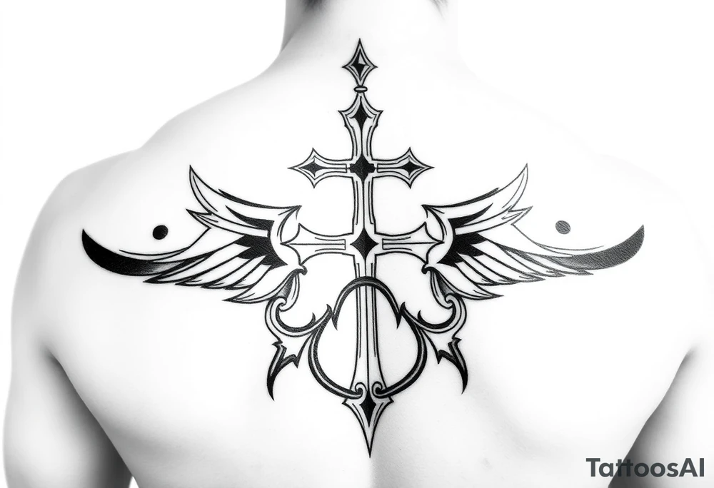 samoan tribal with cross and a clef tattoo idea