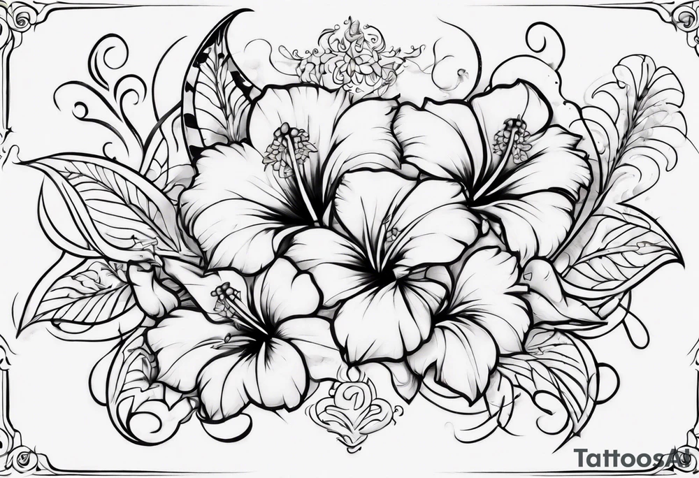 Hibiscusflower with Ornaments tattoo idea