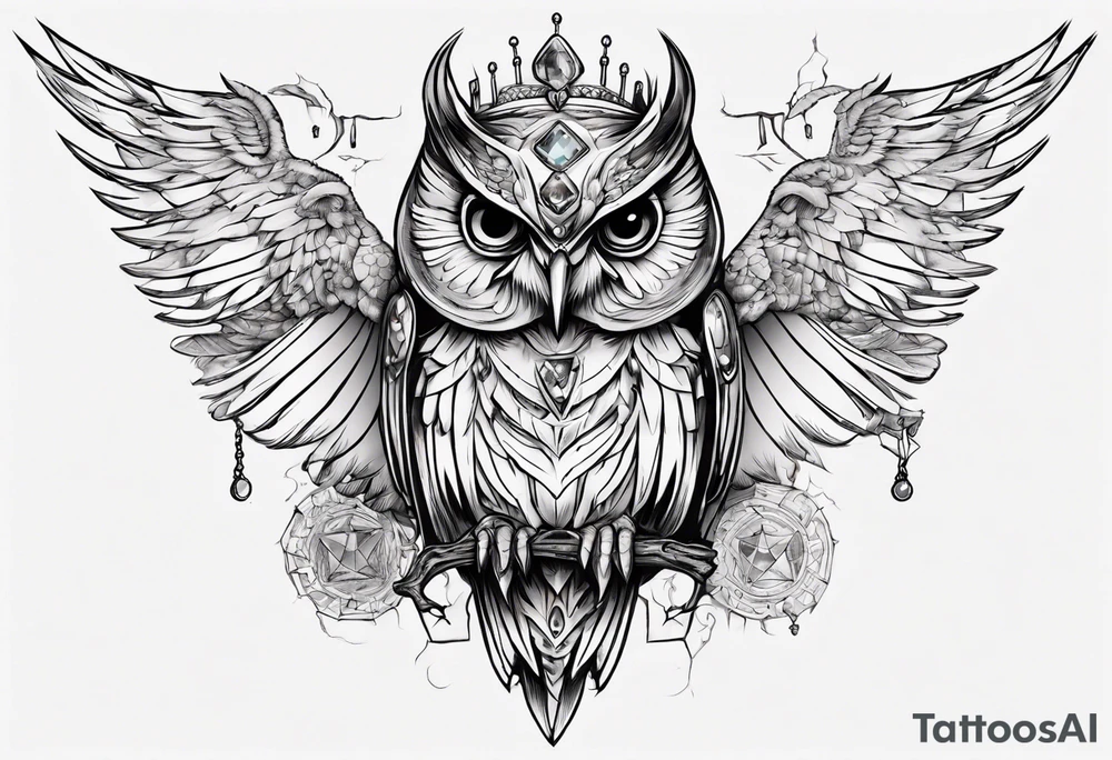 The Demon Owl Stolas, a Prince of Hell who is obsessed with gems, knowledge of astrology and poisonous gems. tattoo idea