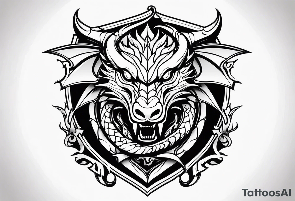 Valhalla sword shield dragon head tattoo idea