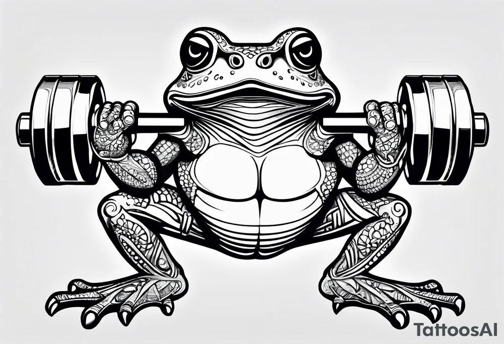 Toad lifting dumbbells tattoo idea