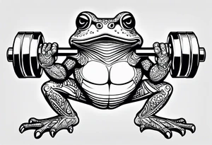 Toad lifting dumbbells tattoo idea