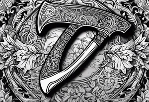 Axe with engravings tattoo idea
