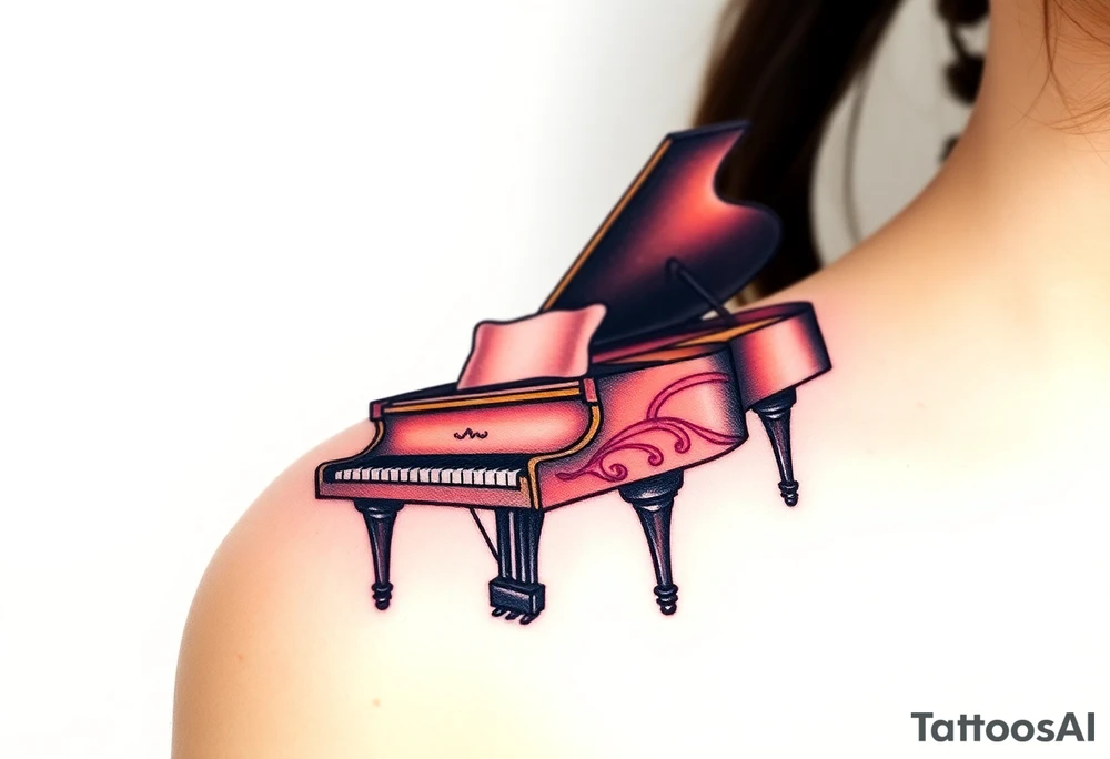 Colorful piano tattoo idea