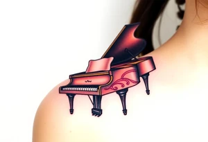Colorful piano tattoo idea