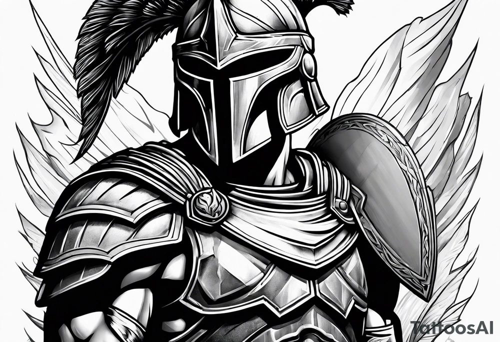 Spartan soldier looking strong in the middle of fighting tattoo idea