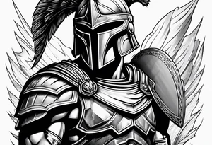 Spartan soldier looking strong in the middle of fighting tattoo idea