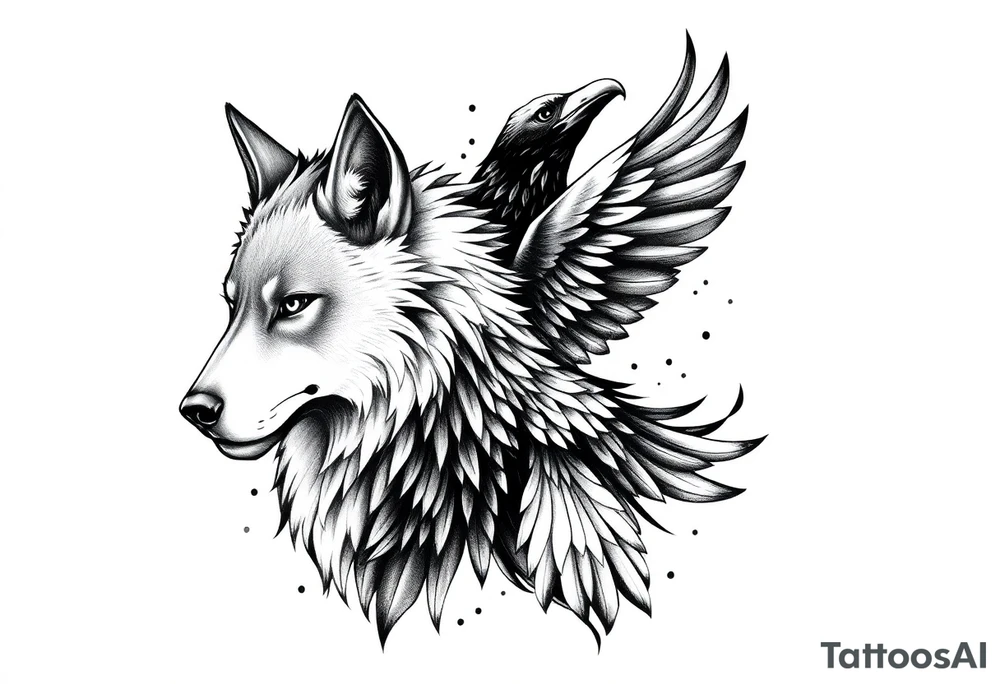 wolf, crow, eagle tattoo tattoo idea