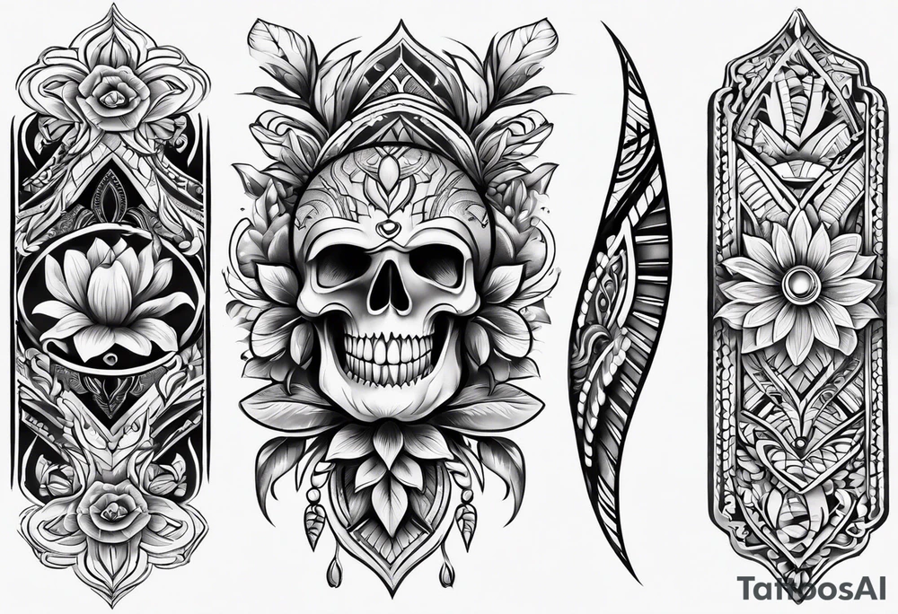 Fijian teeth and flower forearm tattoo idea