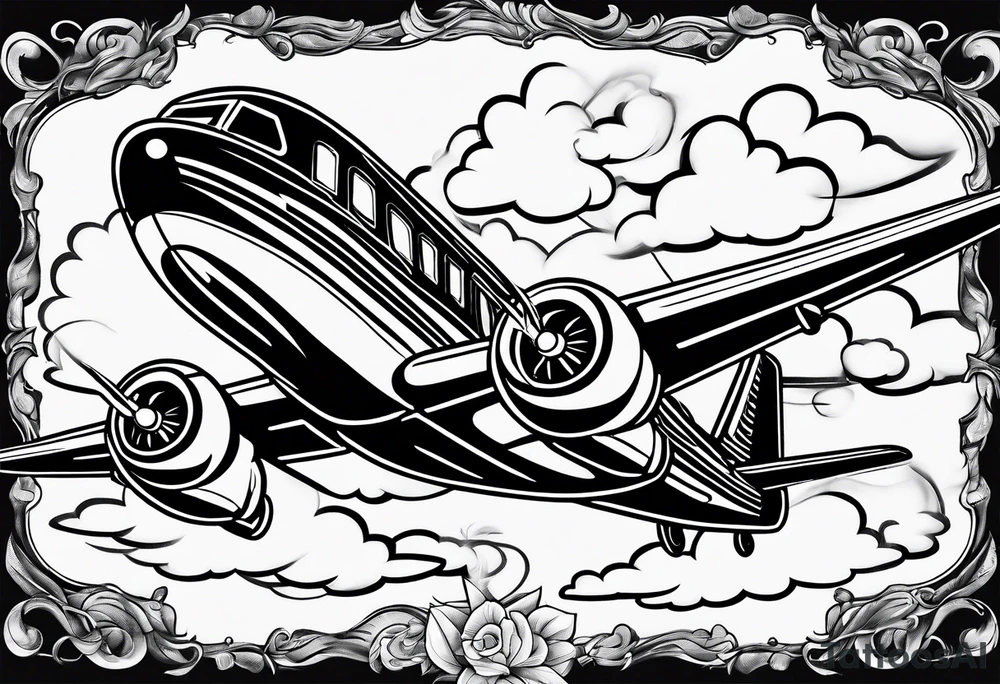 plane smoking cigarette tattoo idea