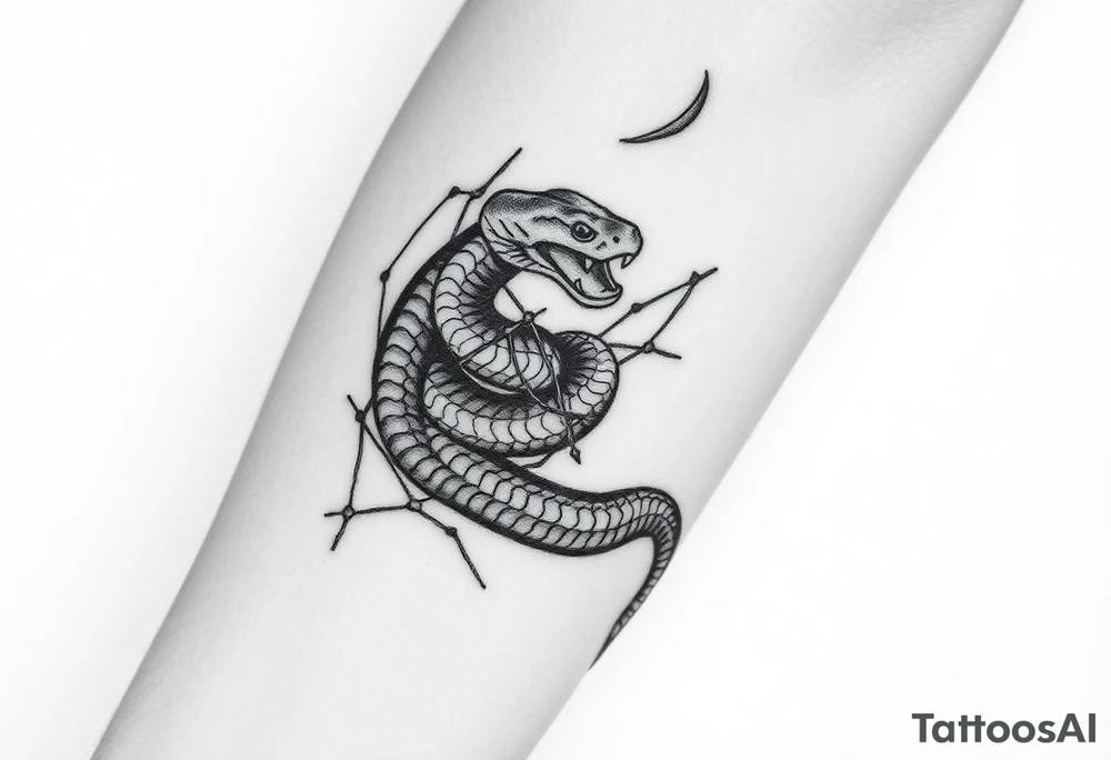 Snake wrapped in web tattoo idea