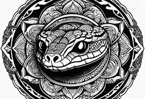 Rattlesnake in a mandala black tattoo design tattoo idea