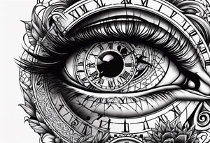 Oeil horloge terre tattoo idea