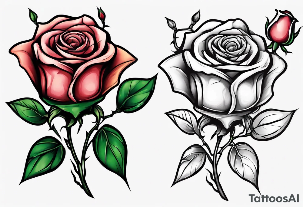 Single Rose with stem tattoo idea