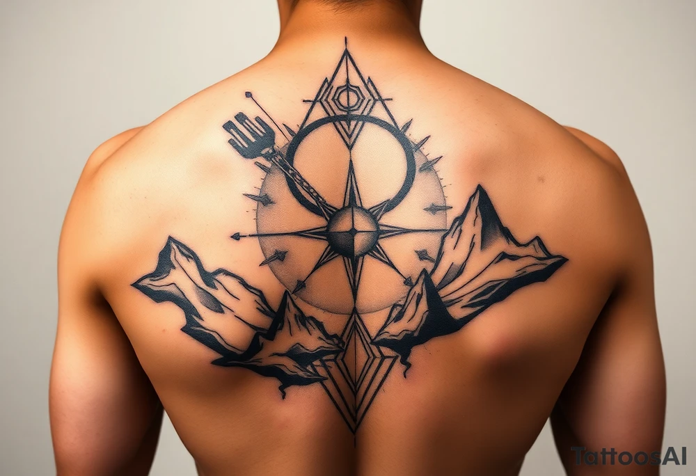 cover up tattoo inspired by the space and time that covers the upper portion of the back that bleeds into back tattoo idea