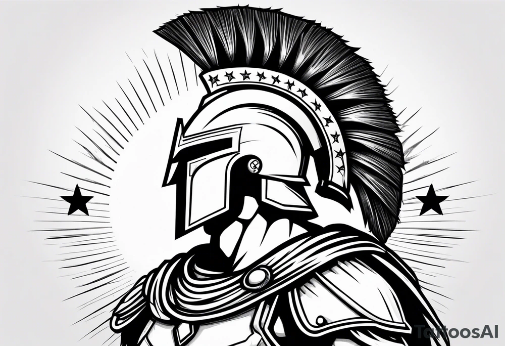 Spartan with American flag tattoo idea