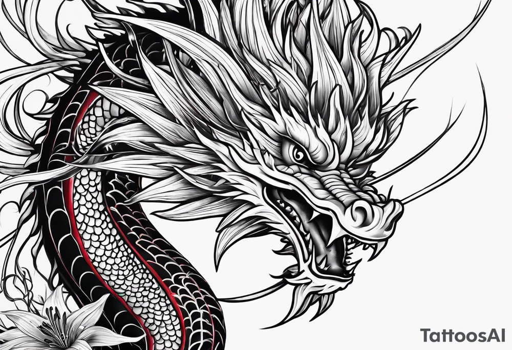 Black Dragon, 
Red Spider Lily tattoo idea