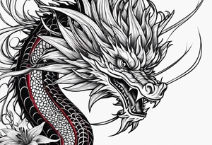 Black Dragon, 
Red Spider Lily tattoo idea