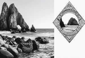 Cabo san lucas rock formation tattoo idea