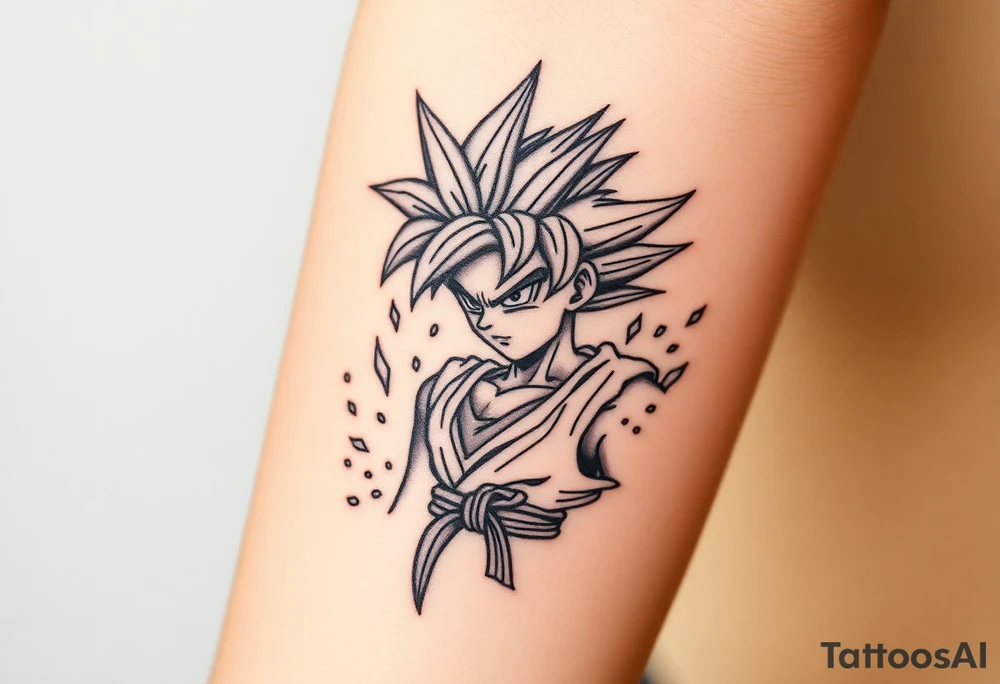 legendary dragonball z scene with energy aura and power effects tattoo idea