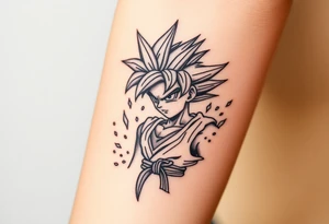 legendary dragonball z scene with energy aura and power effects tattoo idea