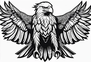 realistic eagle full body  sit face front tattoo idea
