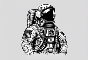 Astronaut wearing a peace flag tattoo idea