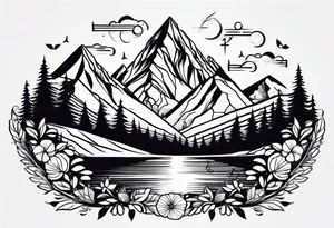 Travel, mountains, food, music, dance tattoo idea